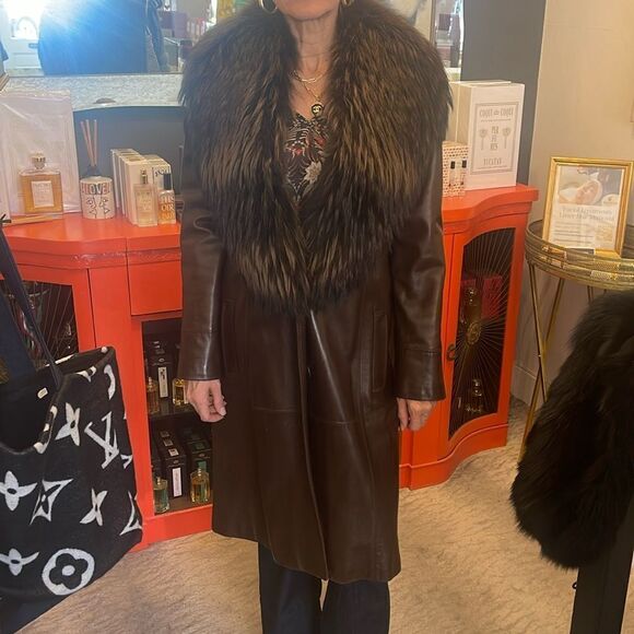 HETTABRETZ LEATHER AND FUR COAT NWOT SIZE 42 - Picture 2 of 6